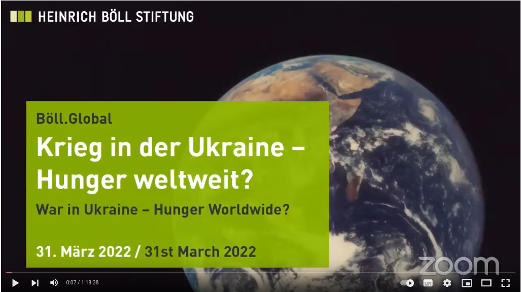 screenshot Krieg Hunger Ukraine Titelbild der Veranstaltung "Krieg in der Ukraine-Hunger weltweit?"