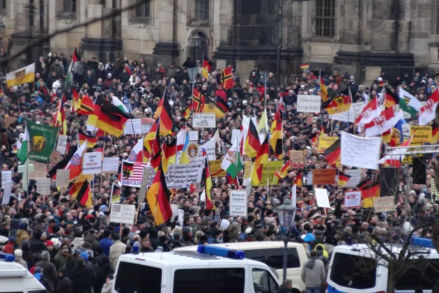 Pegida Demo im Januar 2015 in Dresden