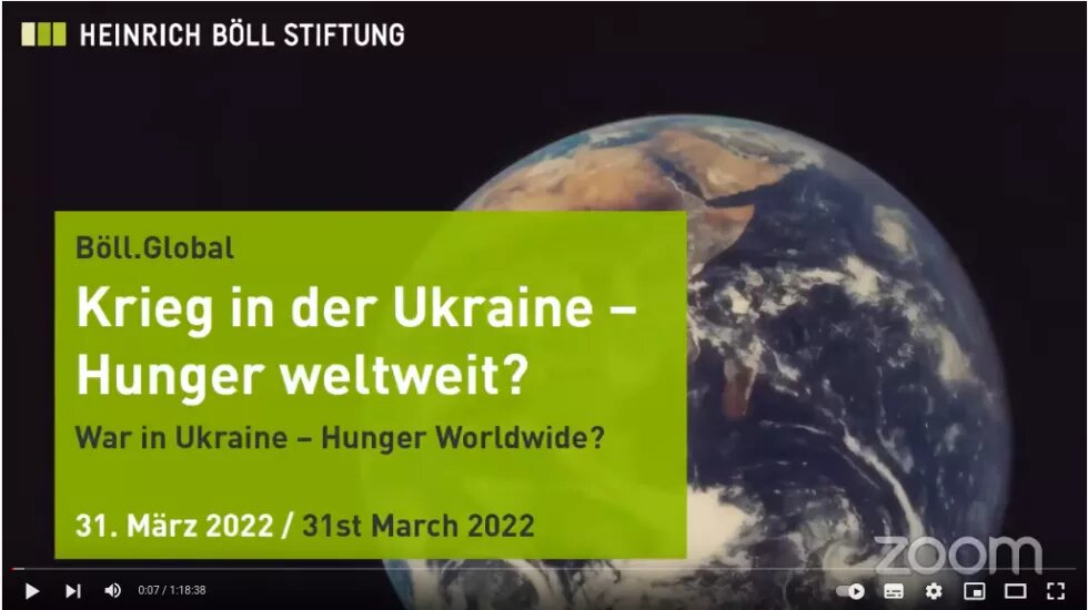 screenshot Krieg Hunger Ukraine Titelbild der Veranstaltung "Krieg in der Ukraine-Hunger weltweit?"